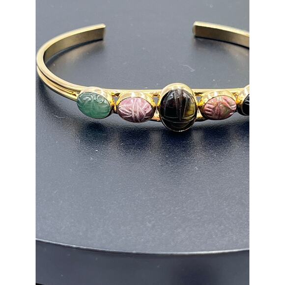 Scarab Cabochon Insect Beetle Tiger-eye Agate chalcedony Cuff‎ bracelet
Bracelet - Picture 3 of 7